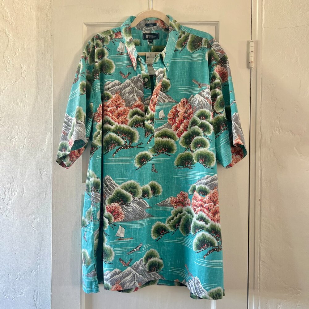 New With Tag Vintage Reyn Spooner Shirt Kuromatsu Forest Pullover Baltic 2XL XXL